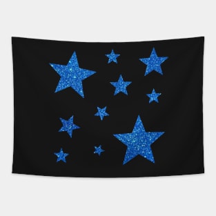 Royal Blue Faux Glitter Stars Tapestry