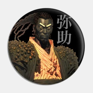 Yasuke Black Samurai in 1579 Feudal Japan No. 4, Yasuke 弥助 on a Dark Background Pin