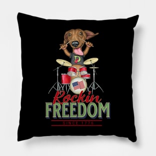 Funny cute Doxie rocking drums music Dachshund  mom dad gift Pillow