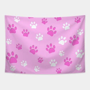 Pink paw prints pattern Tapestry