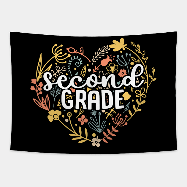 Second Grade Floral Heart Back To School Tapestry by Marcelo Nimtz