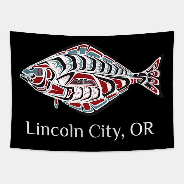 Lincoln City, Oregon Halibut Northwest Native American Tribal Gift Tapestry by twizzler3b