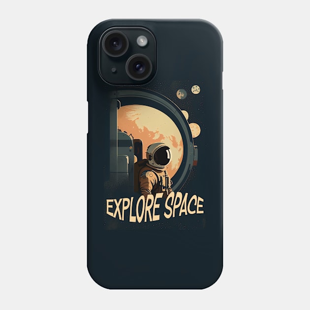 Space Adventure Vintage Travel Poster Phone Case by GreenMary Design