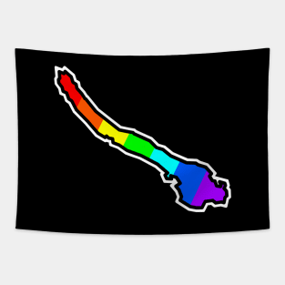 Galiano Island Silhouette in a Colourful Rainbow - Bright Colours - Galiano Island Tapestry