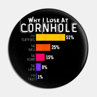 Why I Lose At Cornhole, Funny Cornhole Player Pin