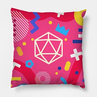 Polyhedral Dice Set Memphis Design Pink Tabletop RPG Pillow