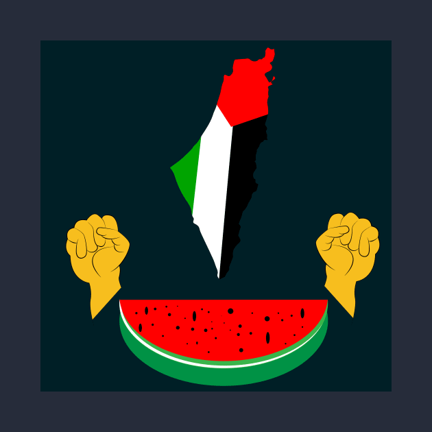 Palestinian watermelon map of the struggle hand by gurukreatif