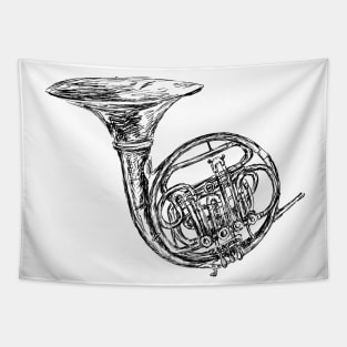 French Horn Sketch Tapestry