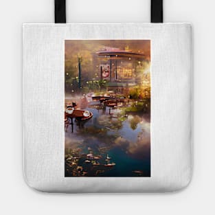 The Coffee Teal ocean pond | sunset pond Cafe Tote