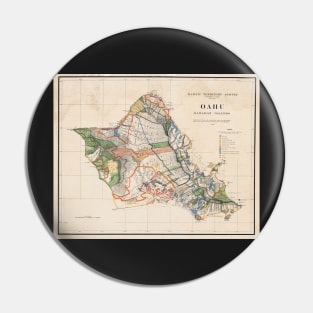 1900s Historical Oahu Map in Color Pin