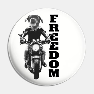 Freedom Dog on Motorcycle Pin