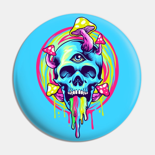 Trippy Swirl Skull Pin by machmigo