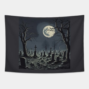 Graveyard At Night Tapestry