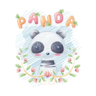 Cute panda in leaf T-Shirt