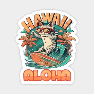 Aloha Surf Cat Hawaii Vintage Magnet