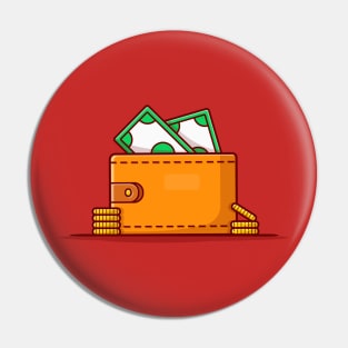 Wallet With Money Cartoon Vector Icon Illustration Pin