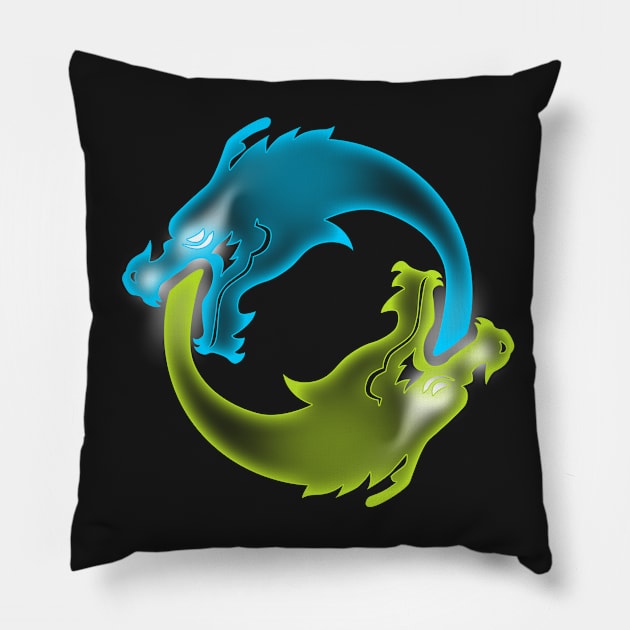 Two Dragons, two Brothers Pillow by RetroFreak