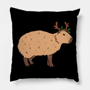 Cute christmas capybara illustration Pillow