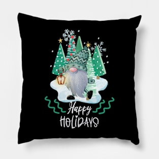 Happy Holidays Gnome Pillow