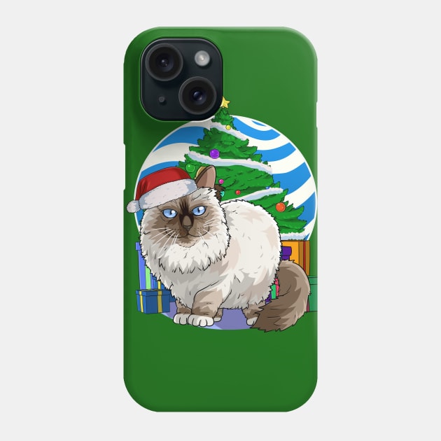 Birman Cat Santa Christmas Gift Phone Case by Noseking