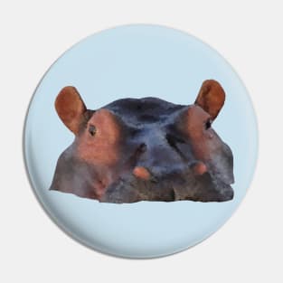 Low Poly Hippo with the Head Poking out of the Water Pin