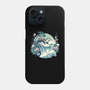 Aquatic Animal Vintage Flower Floral Falls Japanese Art Otter Phone Case