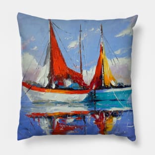 Sailboats in the sea Pillow