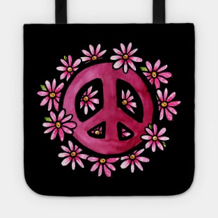 Vintage Floral Peace Sign Tote