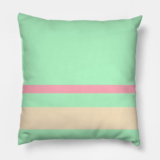 A prodigious alliance of Soft Pink, Blue Lagoon, Magic Mint and Bisque stripes. Pillow by Sociable Stripes