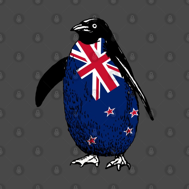 Cute New Zealand Penguin | Vintage Penguin Supporting New Zealand All The Way by Mochabonk