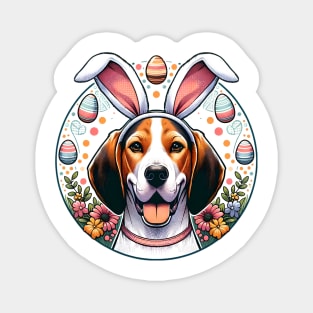 Treeing Walker Coonhound Enjoys Easter with Bunny Ears Magnet