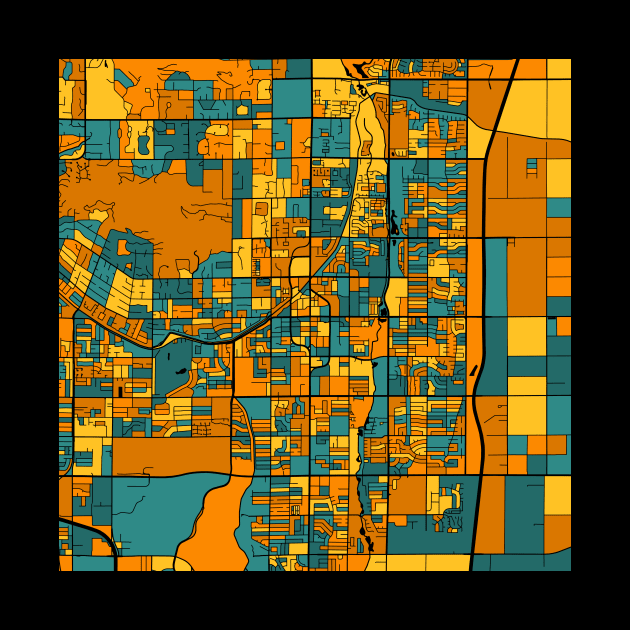 Scottsdale Map Pattern in Orange & Teal by PatternMaps