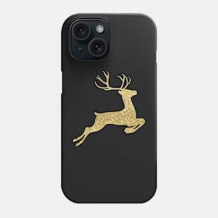 Gold Faux Glitter Christmas Reindeer Phone Case