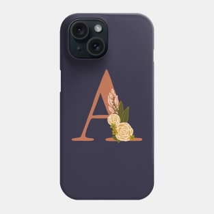 Floral Monogram Letter A Phone Case