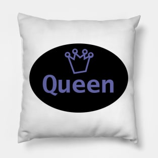 Veri Peri Queen and Crown on Black Oval Pillow