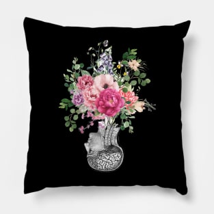 Brain human anatomy,Floral, pink apricot roses, mental Pillow