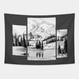 Mountain - black & white Tapestry