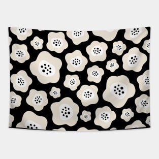 Funky Floral Pattern II in Cream and Black Tapestry