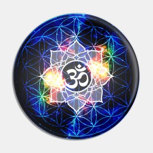 Power Om Flower of Life Sacred Geometry Pin