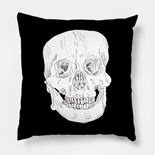 Skull Line Drawing Pillow