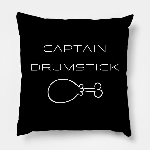 Captain Drumstick Typography White Design Pillow by Stylomart