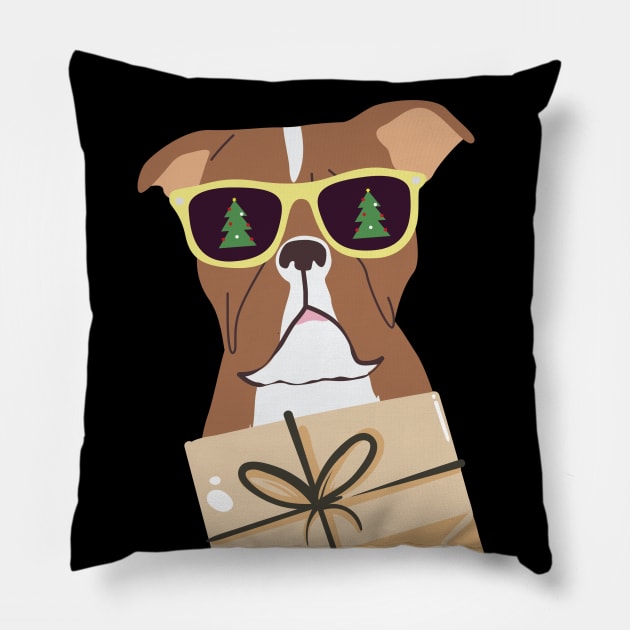 Boxer Dog Christmas Design Pillow by BeLightDesigns