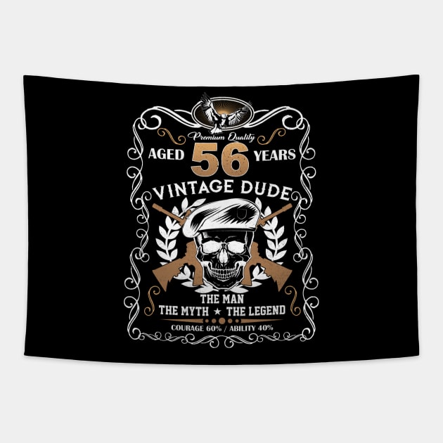Skull Aged 56 Years Vintage  Vintage 56 Dude Tapestry by Hsieh Claretta Art