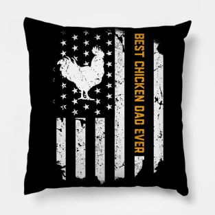 Vintage Best Chicken Dad Ever American Flag Father's Day Gift Pillow