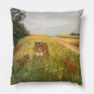 Lioness and Cubs Pillow