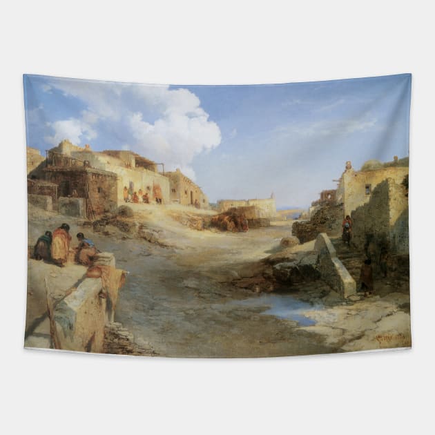 An Indian Pueblo, Laguna, New Mexico by Thomas Moran Tapestry by MasterpieceCafe