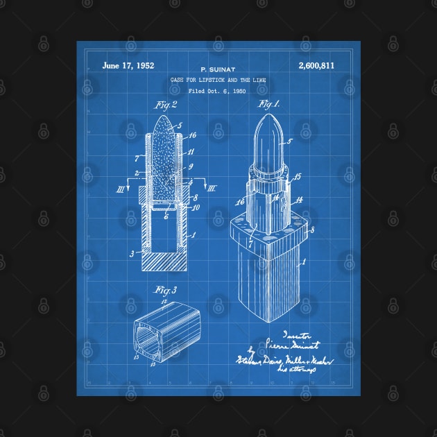 Lipstick Patent - Makeup Artist Beauty School Art - Blueprint by patentpress