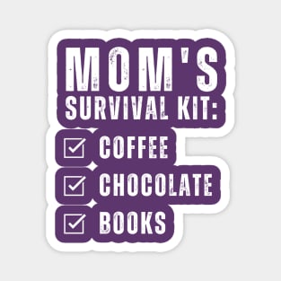 Mom's Survival Kit Coffee Chocolate Books Mom and Daughter matching Magnet