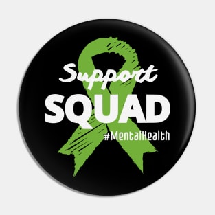 Support Squad Mental Health Awareness Lime Green Ribbon Pin