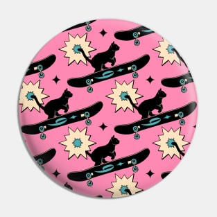 Cool Skater Black Cat Pattern in pink Pin